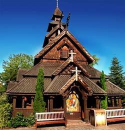 Quelle: Europapark Rust Bild der Norwegischen Stabkirche im Europapark Rust
